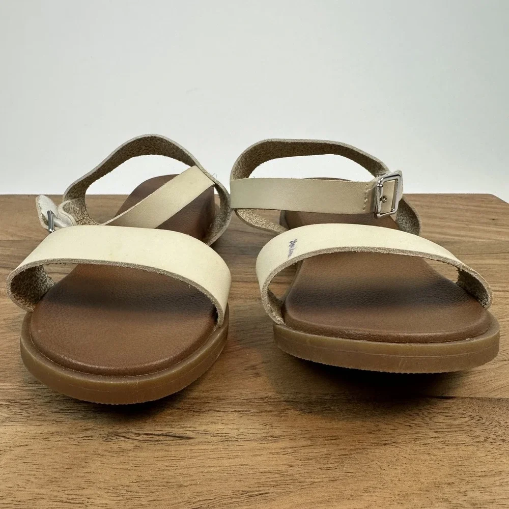 New Big‎ Kids Girls Mia Koddee Ivory Faux Leather Ankle Strap Wedge Sandals Sz 3